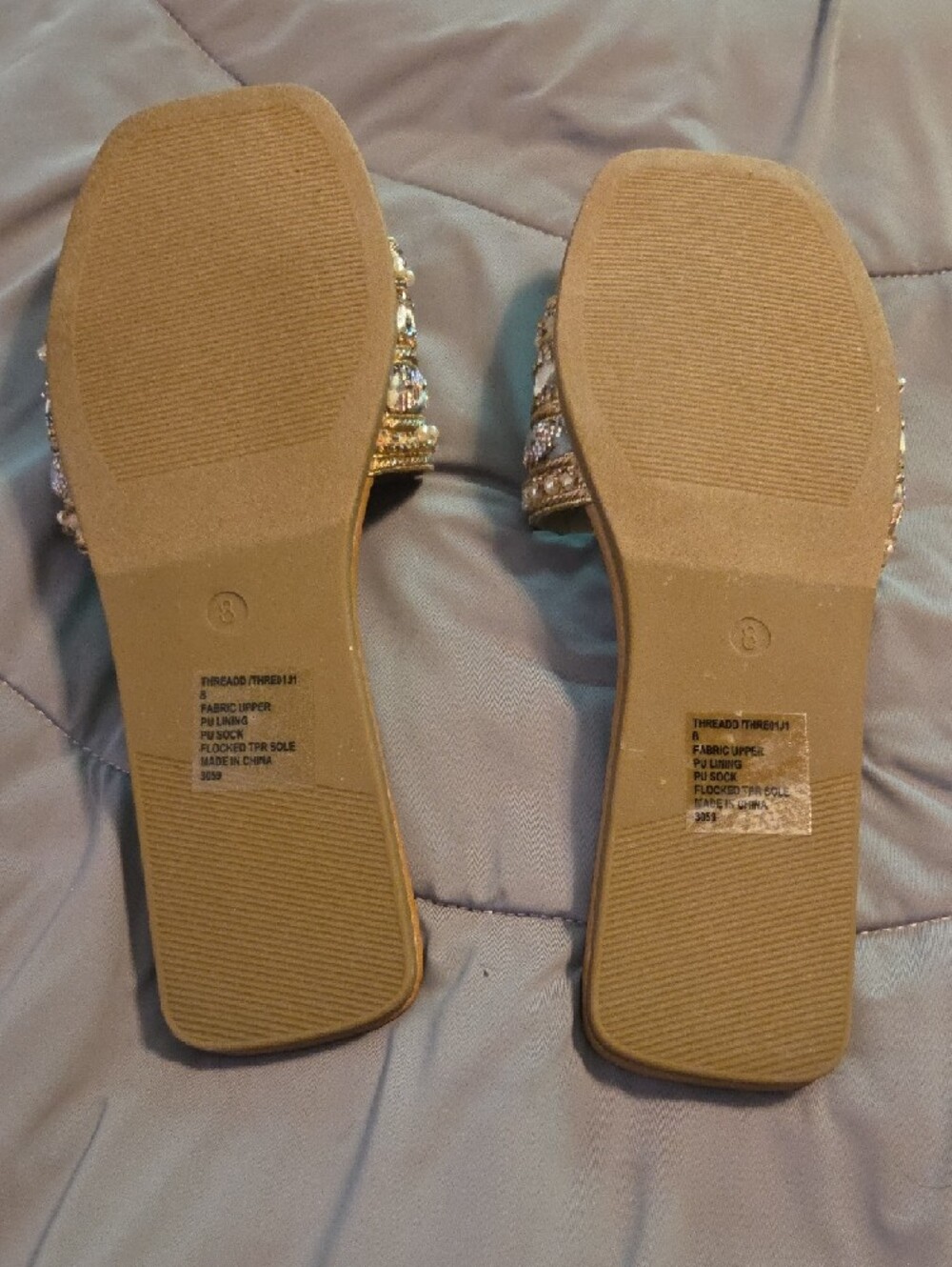 Madden Girl Tan Embellished Slide Sandals - Size 8 - Picture 3 of 4